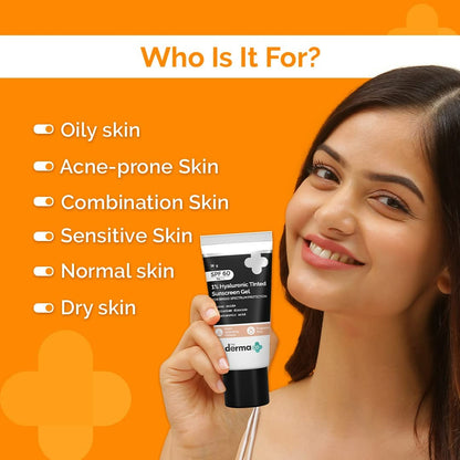 The Derma Co 1% Hyaluronic Tinted Sunscreen Gel - Indyancart