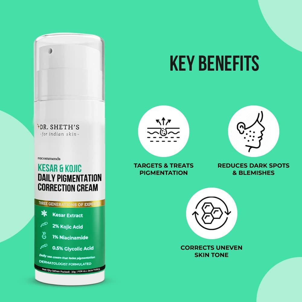 Dr. Sheth's Kesar & Kojic Daily Pigmentation Correction Cream - Indyancart