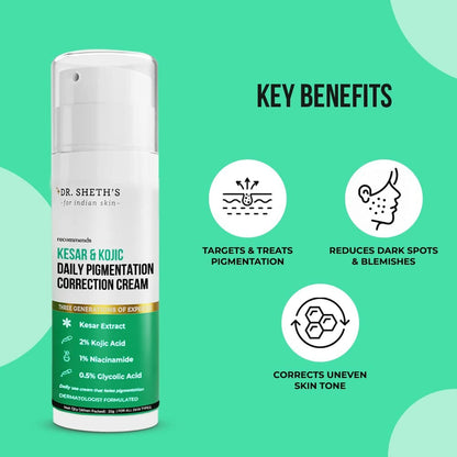 Dr. Sheth's Kesar & Kojic Daily Pigmentation Correction Cream - Indyancart