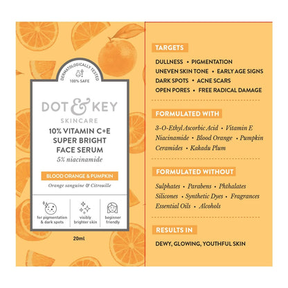 Dot & Key 10% Vitamin C+E Super Bright Face Serum With 5% Niacinamide, Glows Skin - Indyancart
