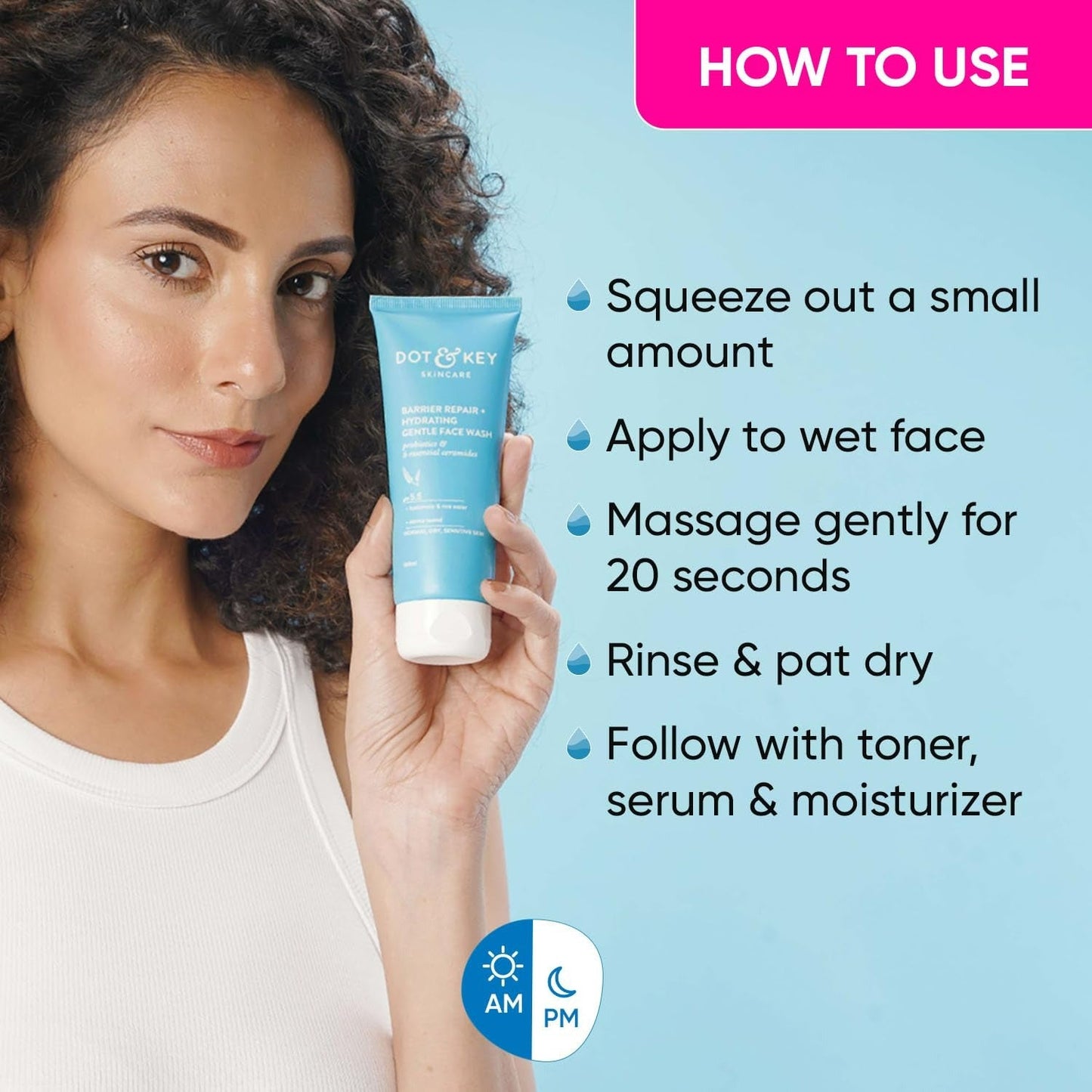 Dot & Key Barrier Repair Hydrating Gentle Face Wash For Dry, Normal & Sensitive Skin With Hyaluronic & Rice Water - Indyancart