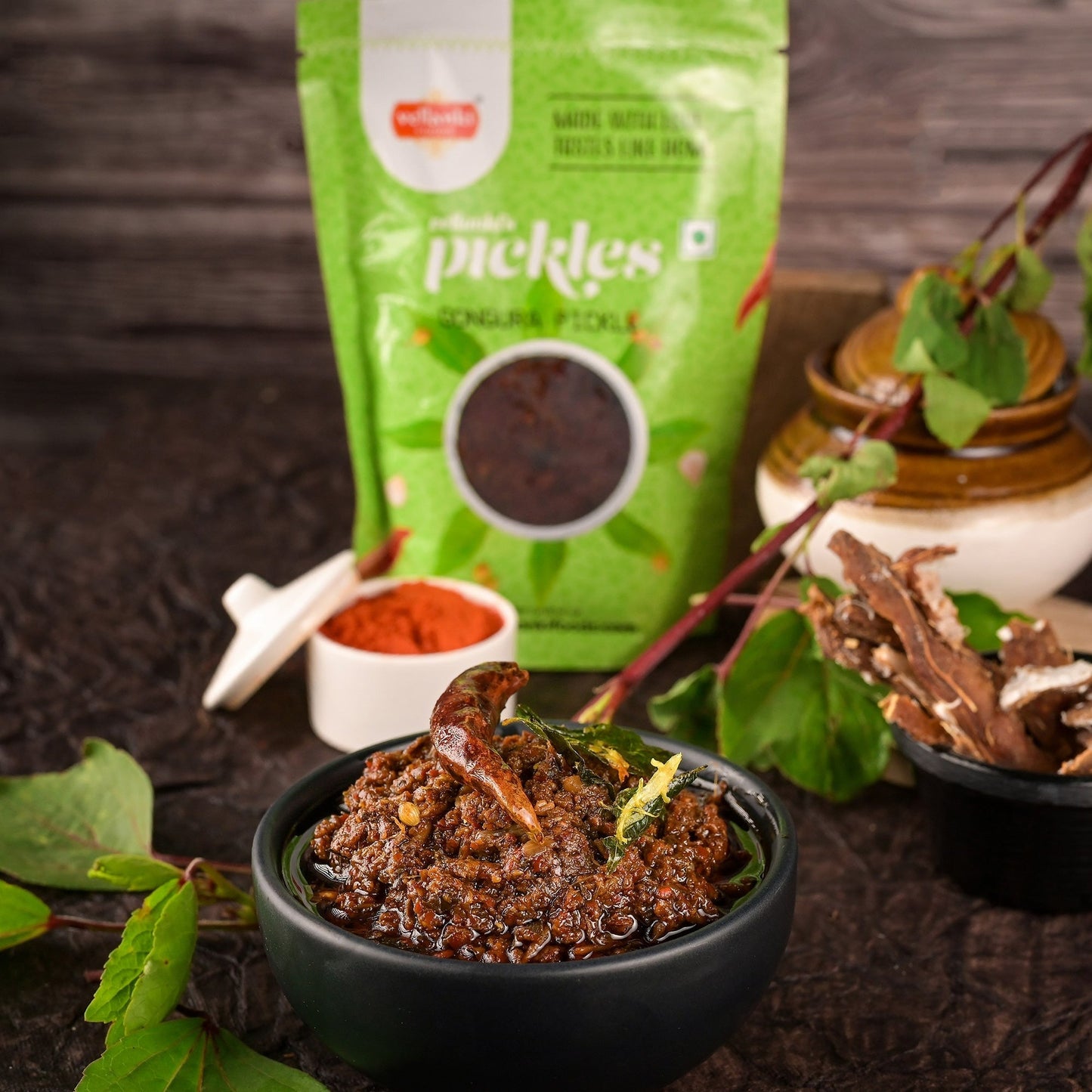 Vellanki Foods Roselle Pickle - Ambadi Achaar - Gongura Pickle | Authentic Telugu Style Gongura Pickle | Traditional South Indian Pickles - Indyancart