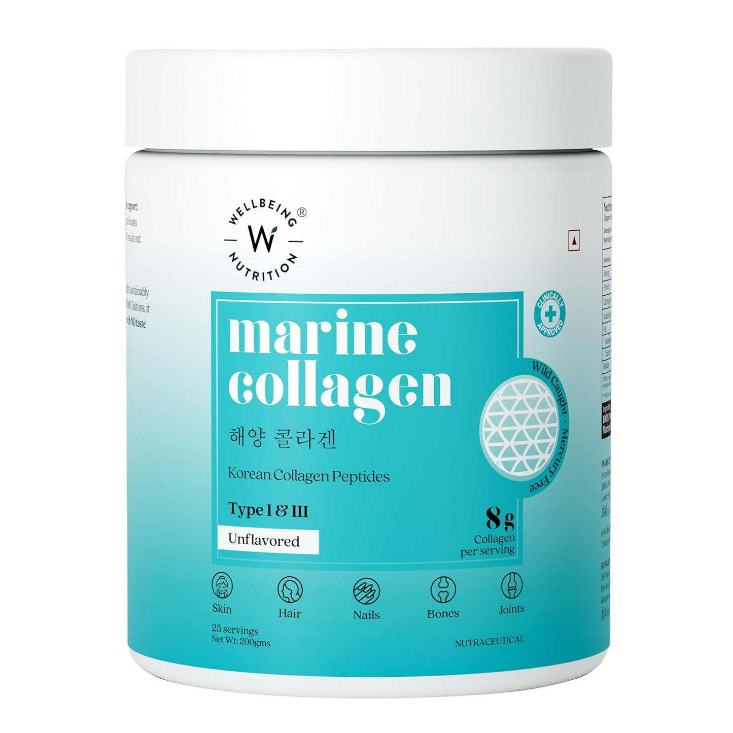 Wellbeing Nutrition Pure Korean Marine Collagen Powder - Unflavoured For Skin, Hair, Nails, Bone & Joint - Indyancart