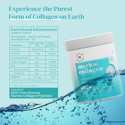 Wellbeing Nutrition Pure Korean Marine Collagen Powder - Unflavoured For Skin, Hair, Nails, Bone & Joint - Indyancart