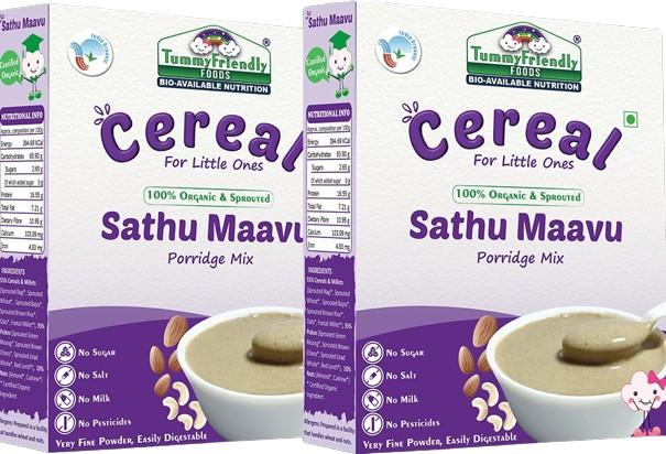 TummyFriendly Foods Organic Sprouted Sathu Maavu Porridge Mix ,Made of Sprouted Ragi, Whole Grains, Pulses & Nuts - Indyancart