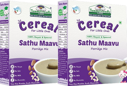 TummyFriendly Foods Organic Sprouted Sathu Maavu Porridge Mix ,Made of Sprouted Ragi, Whole Grains, Pulses & Nuts - Indyancart