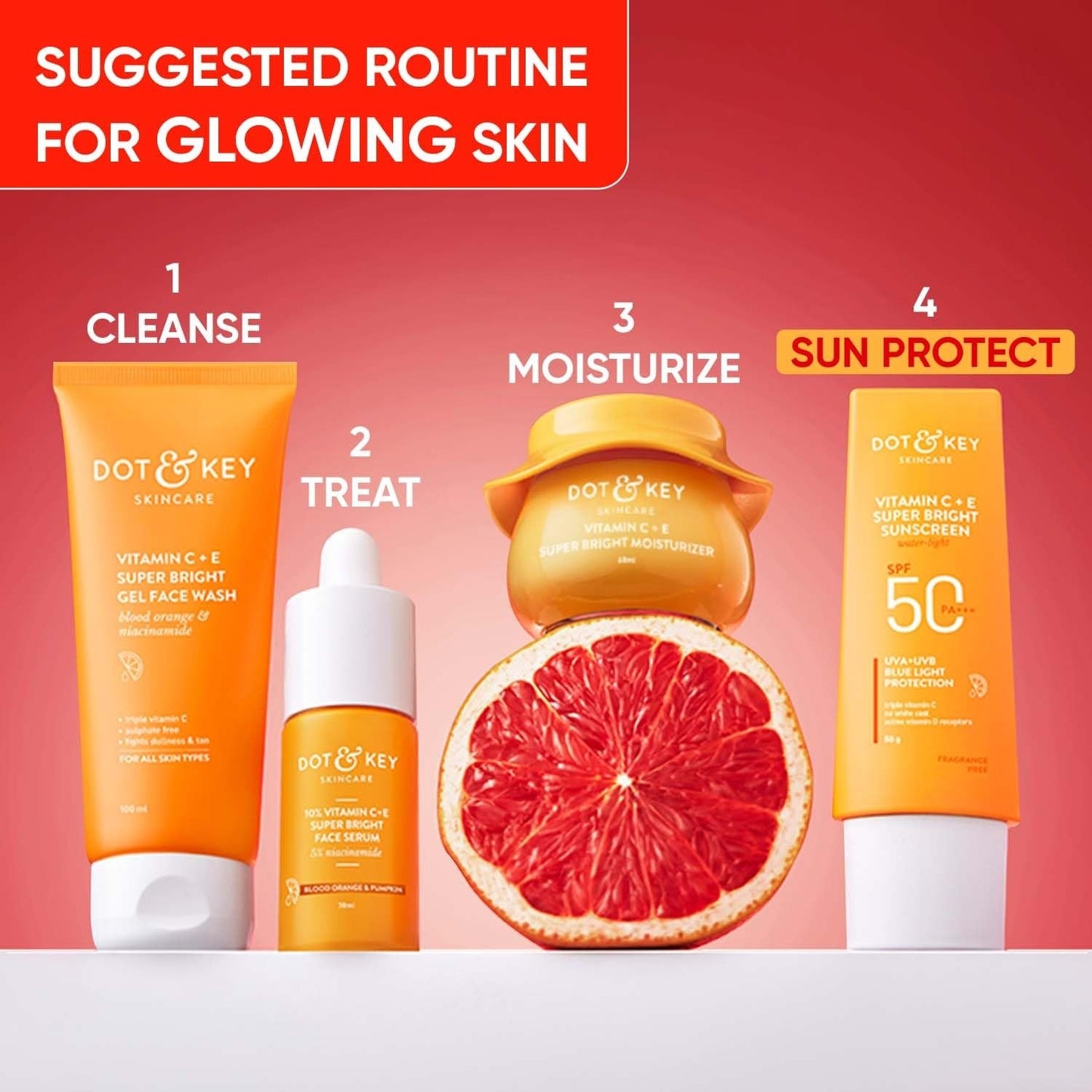 Dot & Key Vitamin C + E Face Sunscreen SPF 50 PA+++ For Glowing Skin, 100% No White Cast - Indyancart