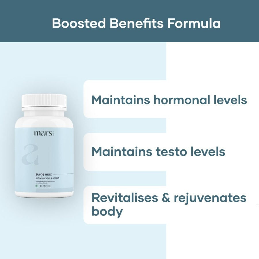 Mars By GHC Surge Max Capsules with Ashwagandha, Gokshura, Safed Musli - Indyancart