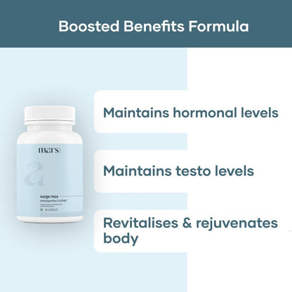 Mars By GHC Surge Max Capsules with Ashwagandha, Gokshura, Safed Musli - Indyancart