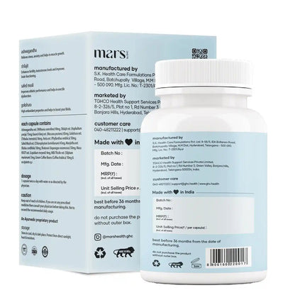 Mars By GHC Surge Max Capsules with Ashwagandha, Gokshura, Safed Musli - Indyancart