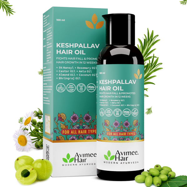 Avimee Herbal Keshpallav Hair Oil For Hair Growth With Amla, Castor, Rosemary & Bringraj Oil - Indyancart