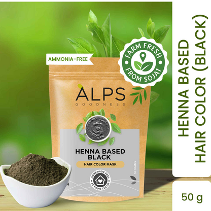 Alps Goodness Henna Based Hair Color Powder - Black - Indyancart