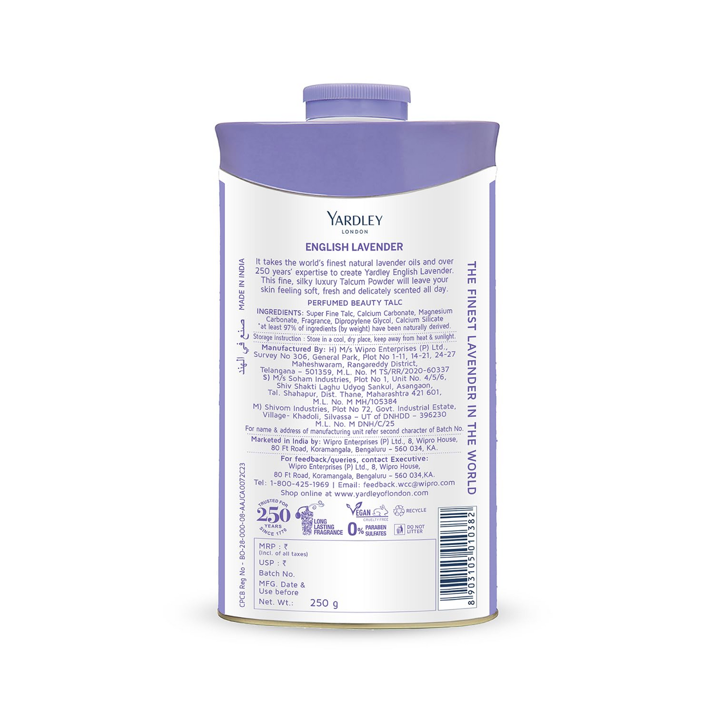 Yardley London English Lavender Perfumed Deodorizing Talc Talcum Powder - Indyancart