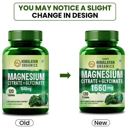 Himalayan Organics Magnesium Citrate+Glycinate Tablets (1660mg) - Indyancart