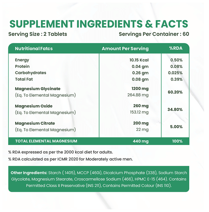 Himalayan Organics Magnesium Citrate+Glycinate Tablets (1660mg) - Indyancart