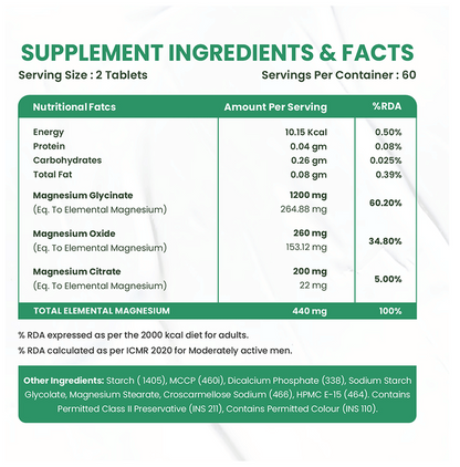 Himalayan Organics Magnesium Citrate+Glycinate Tablets (1660mg) - Indyancart