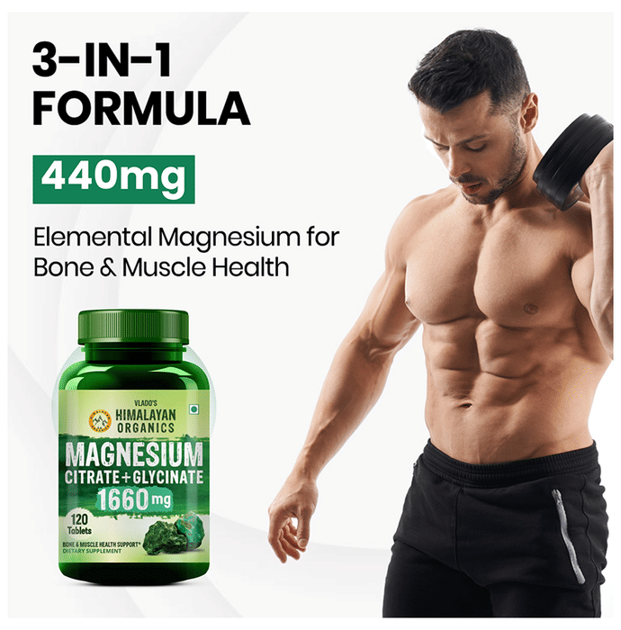 Himalayan Organics Magnesium Citrate+Glycinate Tablets (1660mg) - Indyancart