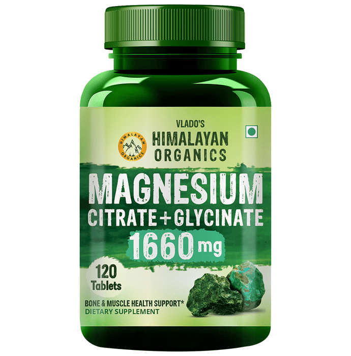 Himalayan Organics Magnesium Citrate+Glycinate Tablets (1660mg) - Indyancart