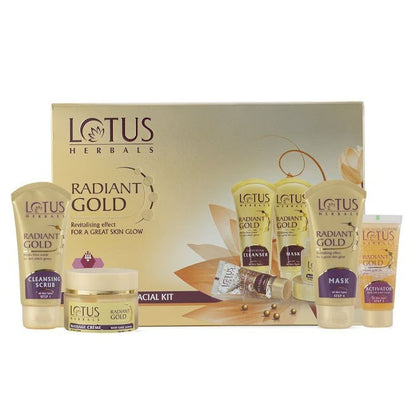 Lotus Herbals Radiant Gold Cellular Glow Facial Kit For All Skin Types - Indyancart
