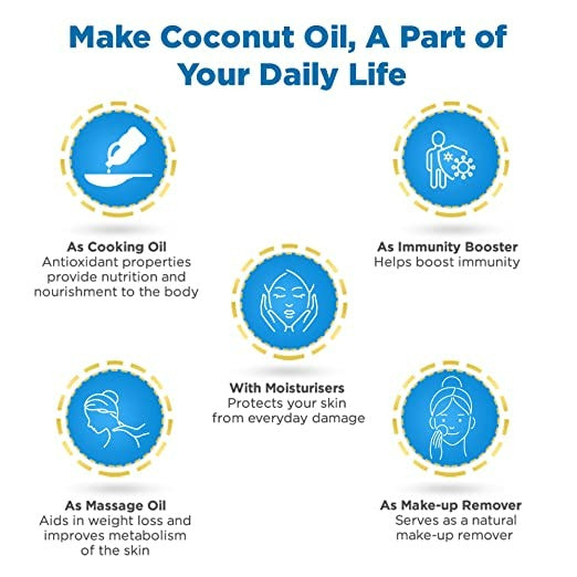 Dabur Anmol Gold pure coconut oil bottle with golden label, used for hair care and personal beauty routines.