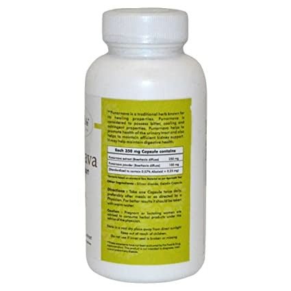 Ayurvedic Life Punarnava Capsules in a clear plastic bottle with a green and white label, showing capsules inside.