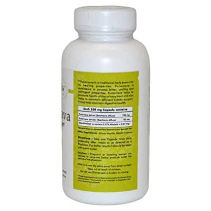 Ayurvedic Life Punarnava Capsules in a clear plastic bottle with a green and white label, showing capsules inside.