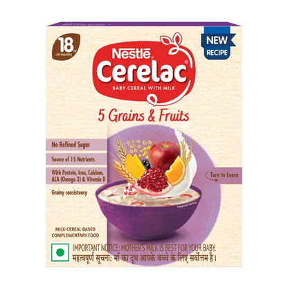 Nestle Cerelac Baby Cereal with Milk, 5 Grains & Fruits From 18 to 24 Months - Indyancart