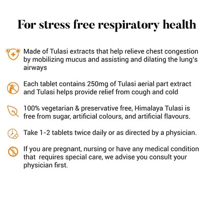 Himalaya Wellness Pure Herbs Tulasi Respiratory Wellness - 60 Tablets - Indyancart