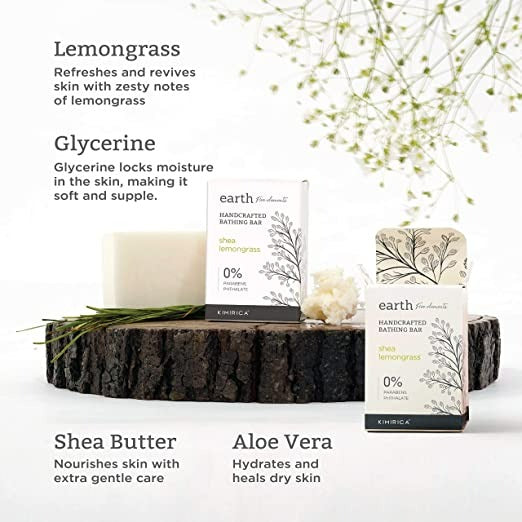 Kimirica Earth Shea Lemongrass Bathing Soap Bar - Indyancart