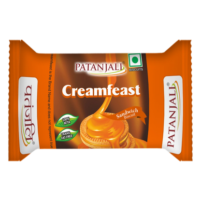 Patanjali Cream Feast Orange Biscuits (Pack of 10) - Indyancart