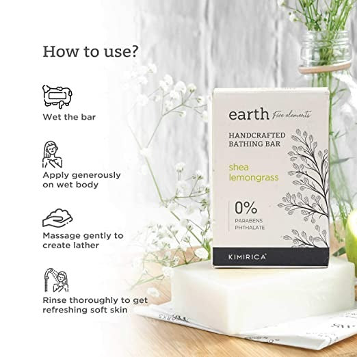 Kimirica Earth Shea Lemongrass Bathing Soap Bar - Indyancart
