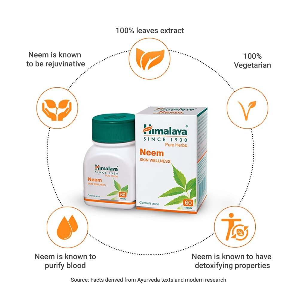 Himalaya Wellness Pure Herbs Neem Skin Wellness - 60 Tablets - Indyancart