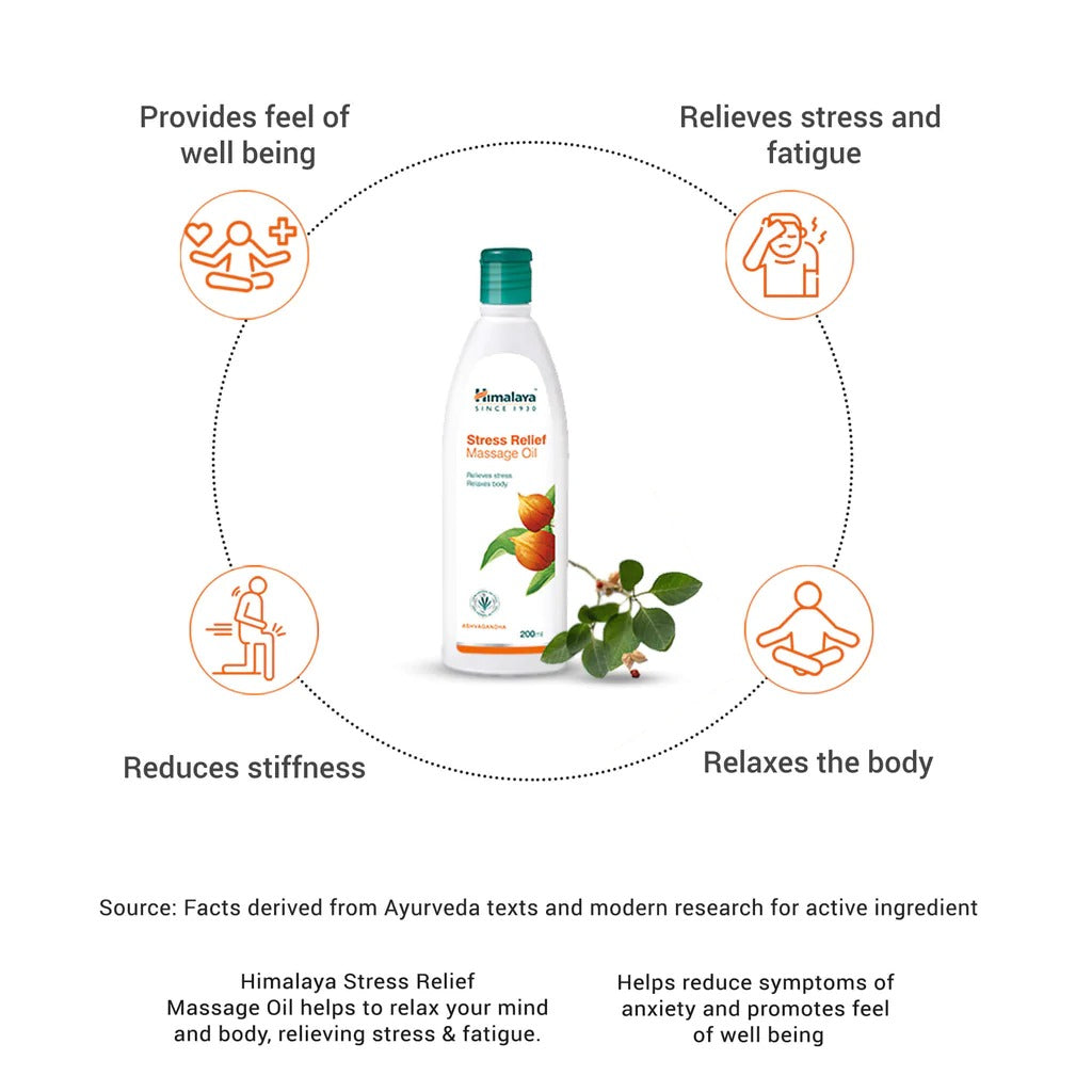 Himalaya Stress Relief Massage Oil (200 ml) - Indyancart