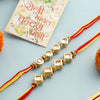 Dhiyona Men Set Of 2 Multicolor Kundan Thread Rakhi With Roli Chawal Chandan Mishri