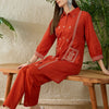 Dhiyona IE Embroidered Shirt Collar Three-Quarter Sleeves Pure Cotton Tunic And Trousers