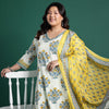 Dhiyona IE Floral Print Cotton Kurta with Trousers & Dupatta