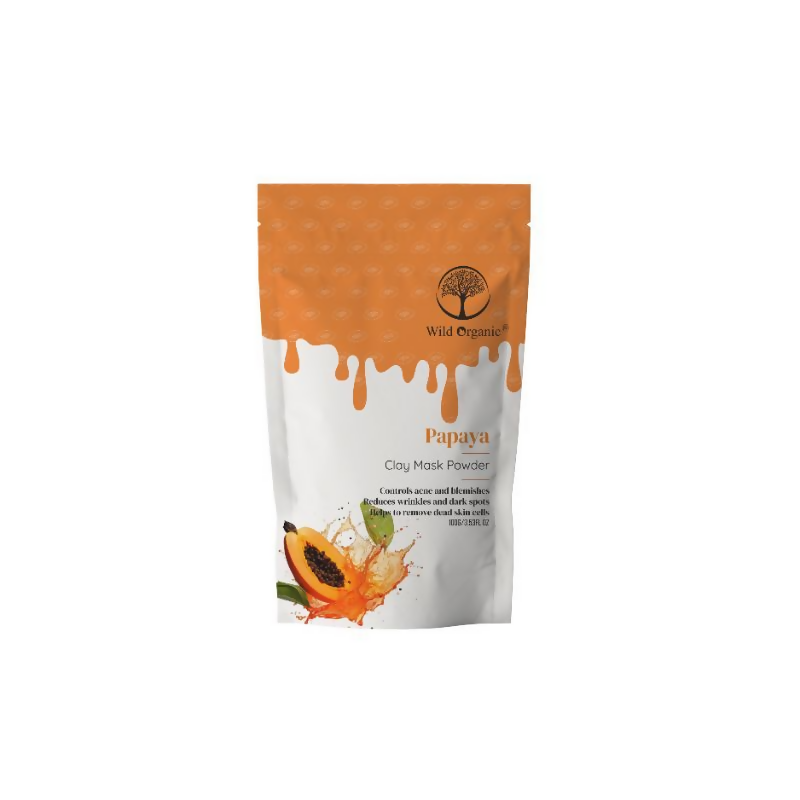 Wild Organic Wild Organic Papaya Clay Mask Powder in a jar, natural face mask with organic ingredients for skin care