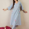 Dhiyona IE Embroidered Cotton V Neck Top With Trousers Co-Ords
