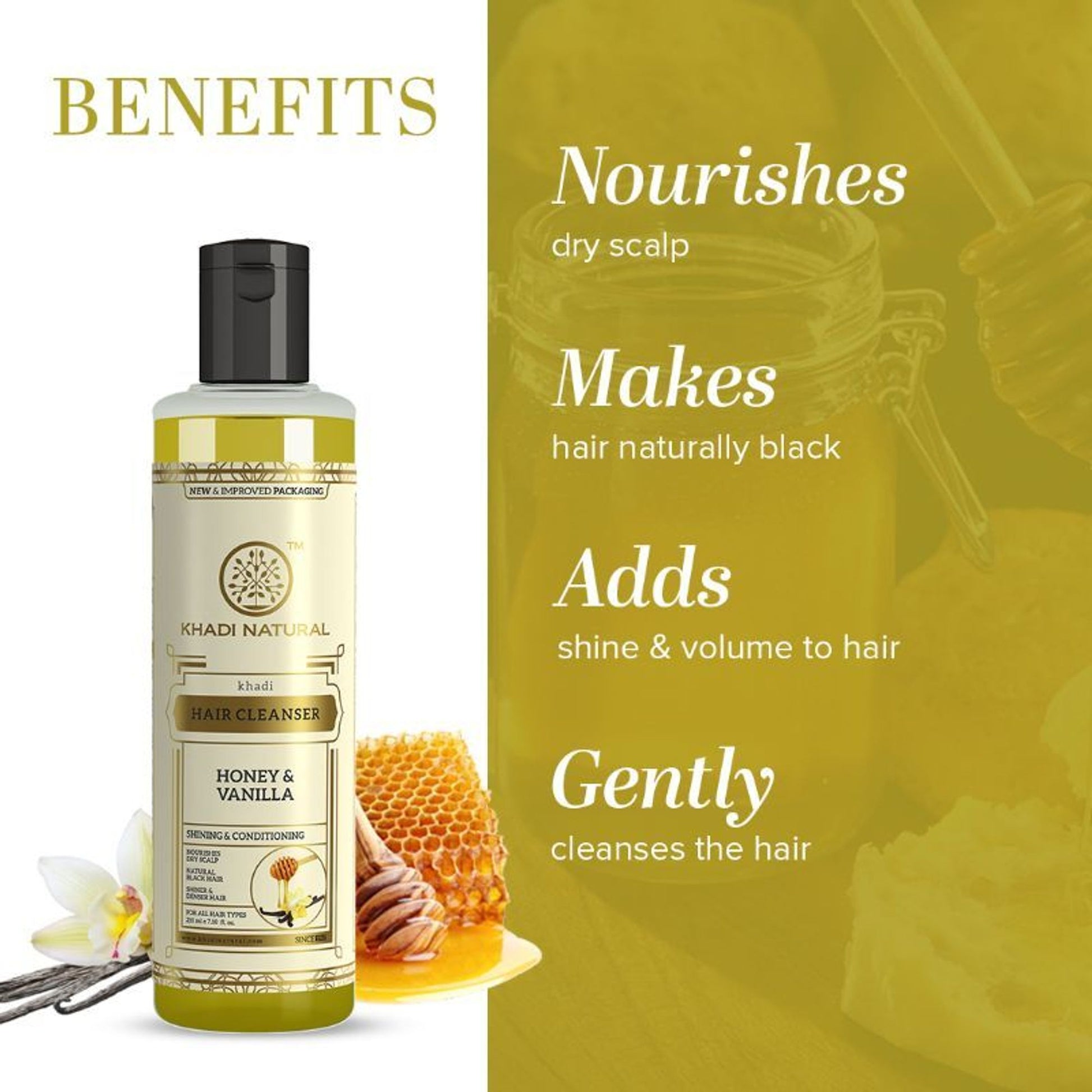 Khadi Natural Honey & Vanilla Hair Cleanser/Shampoo Nourishes Dry Scalp