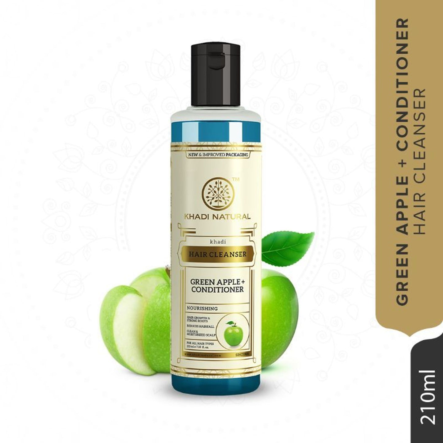Khadi Natural Green Apple + Conditioner Hair Cleanser (Shampoo) Reduce Hair Fall