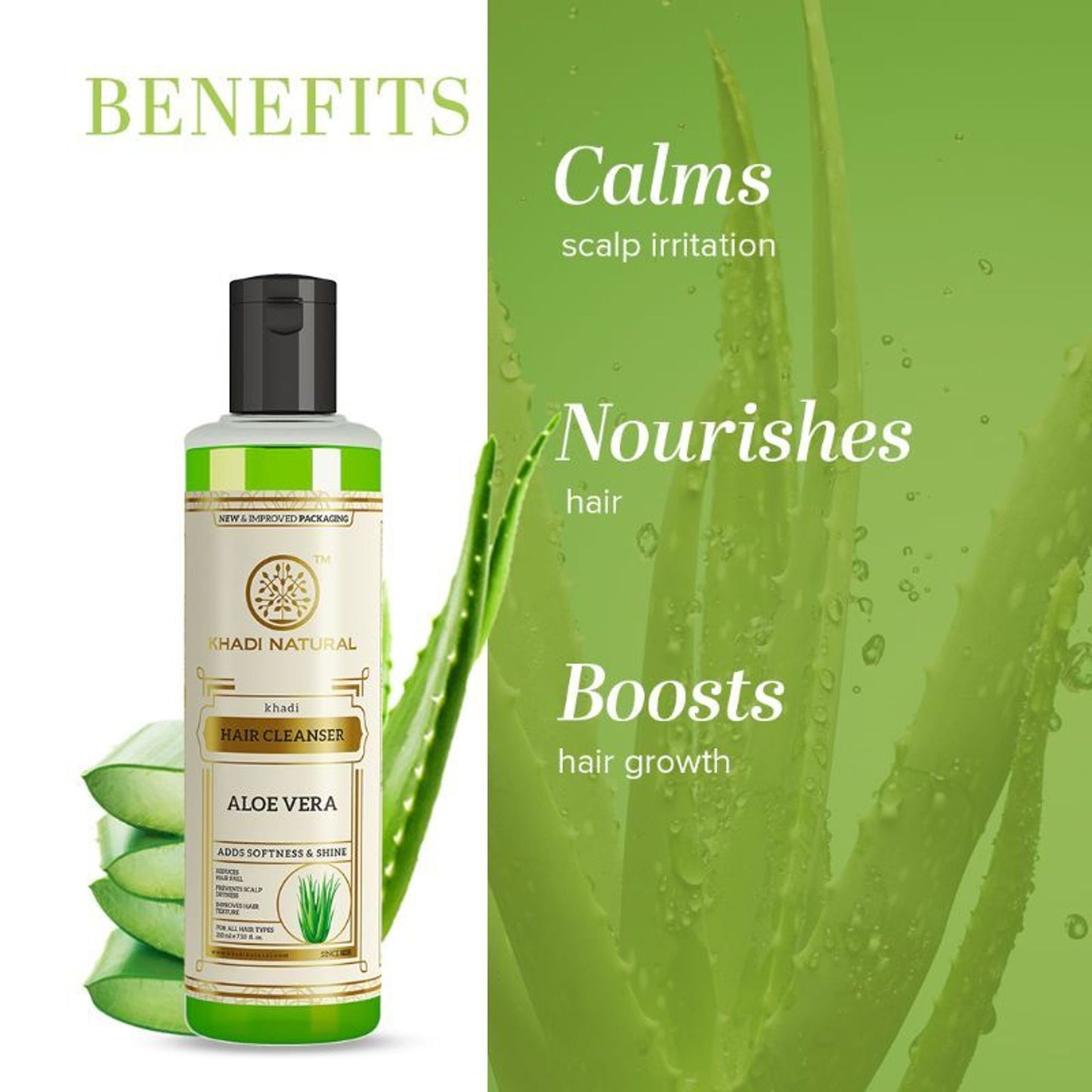 Khadi Natural Aloevera Hair Cleanser/Shampoo Repairs Dead Skin Cells
