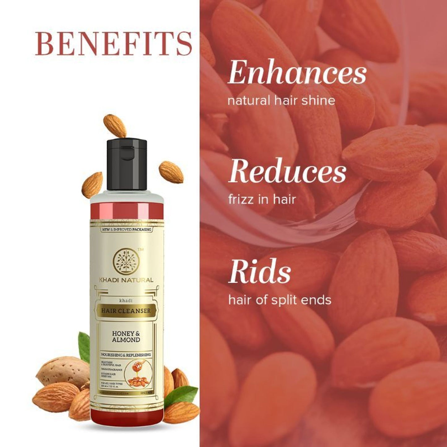 Khadi Natural Honey & Almond Hair Cleanser (Shampoo) Retains Hair Moisture