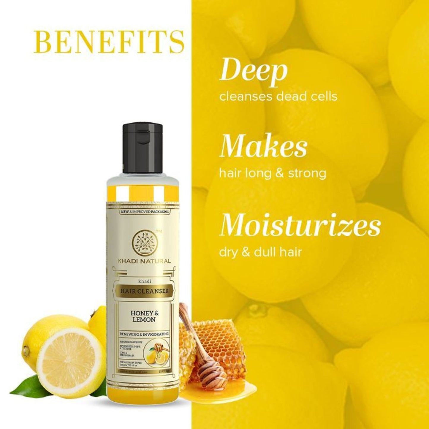 Khadi Natural Honey & Lemon Hair Cleanser (Shampoo) Reduce Dandruff