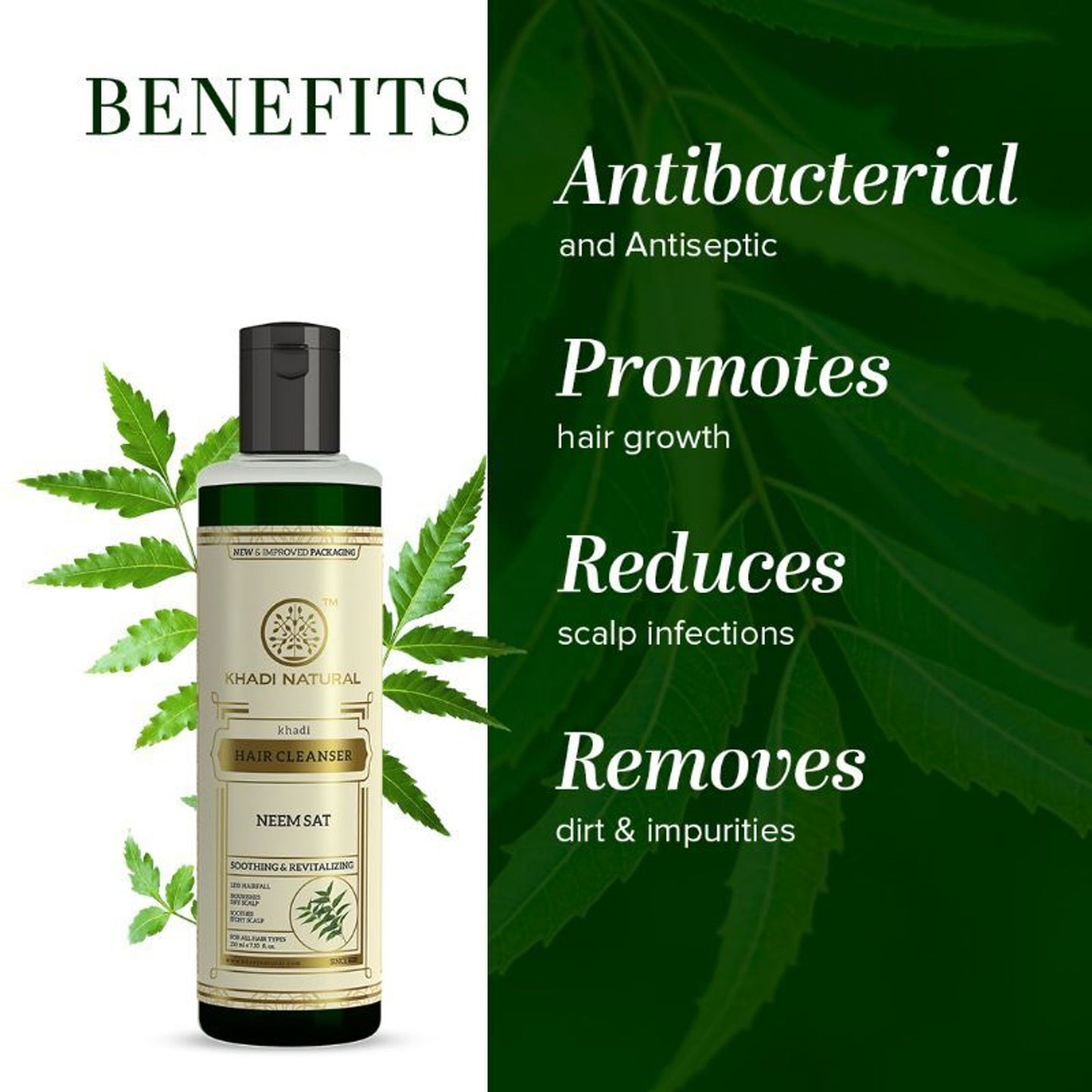 Khadi Natural Neem Sat Hair Cleanser (Shampoo) Nourishes Dry Scalp