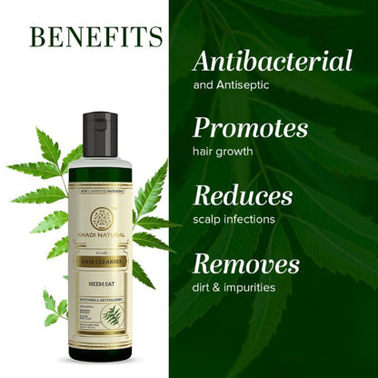 Khadi Natural Neem Sat Hair Cleanser (Shampoo) Nourishes Dry Scalp