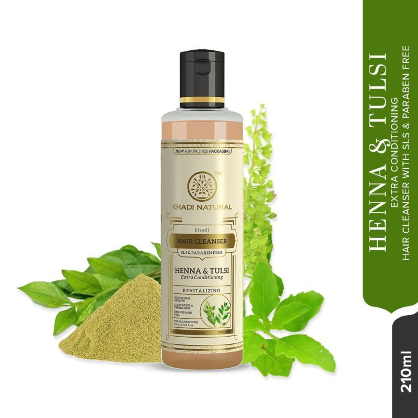 Khadi Natural Heena & Tulsi Extra Conditioning Hair Cleanser (Shampoo) Reduce Hair Fall
