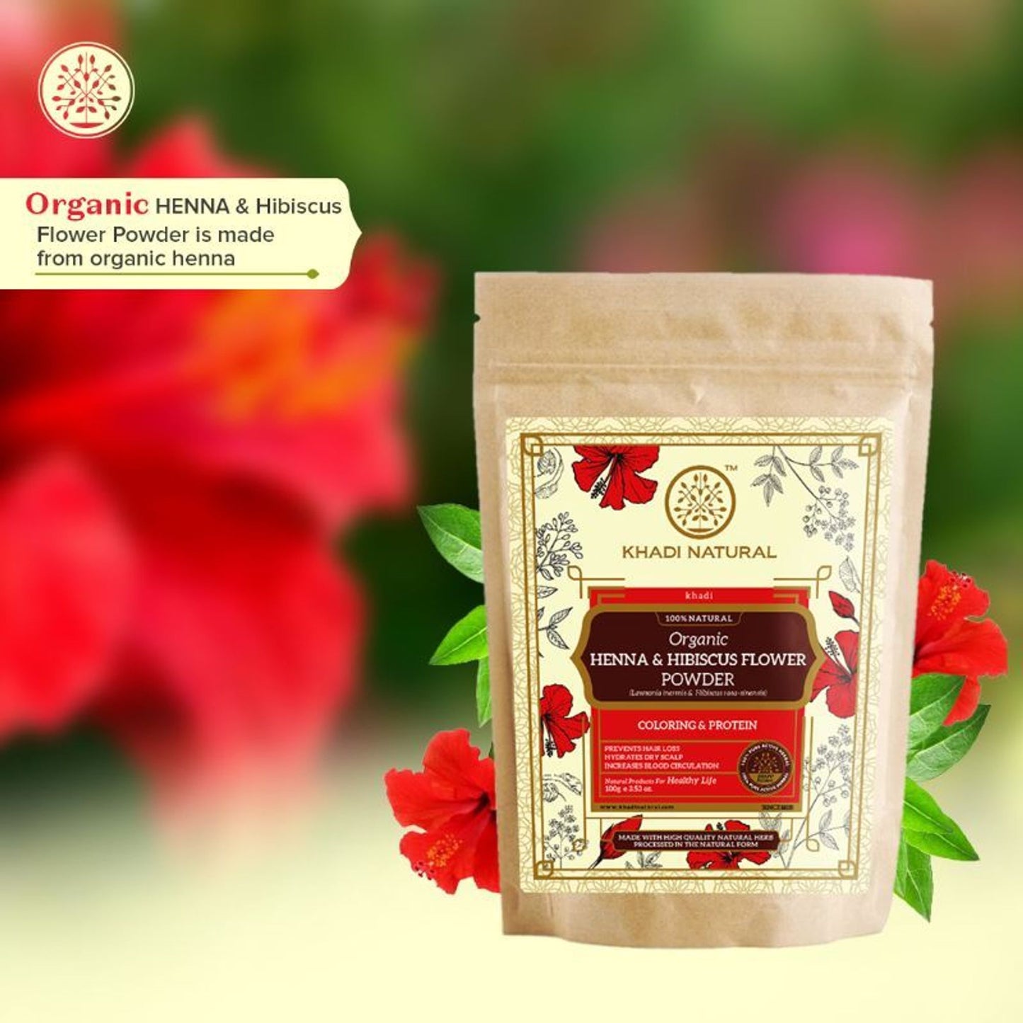 Khadi Natural Hibiscus Flower Organic Powder hair Condition