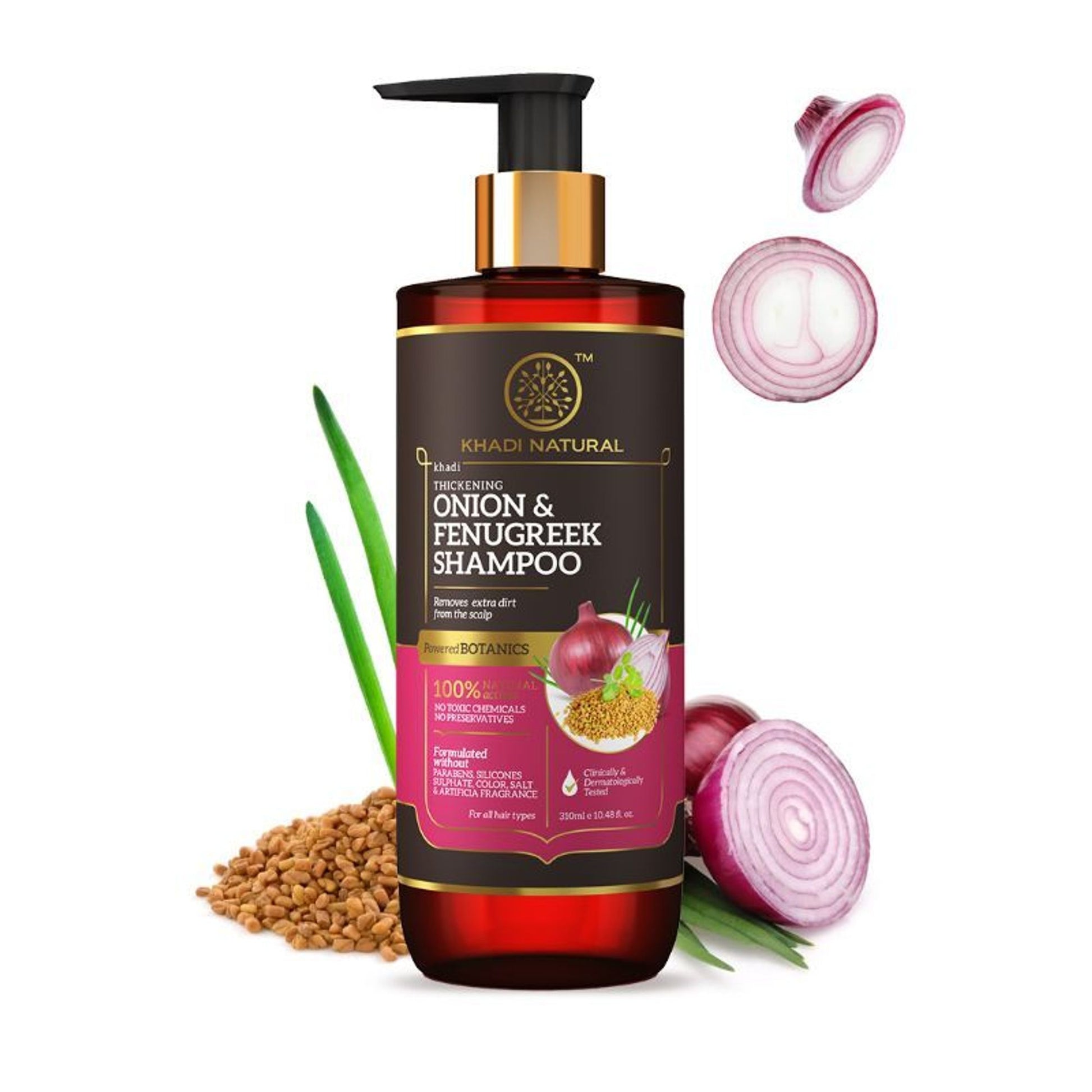 Khadi Natural Onion & Fenugreek Hair Shampoo - Power Botanics Increases Hair Strength