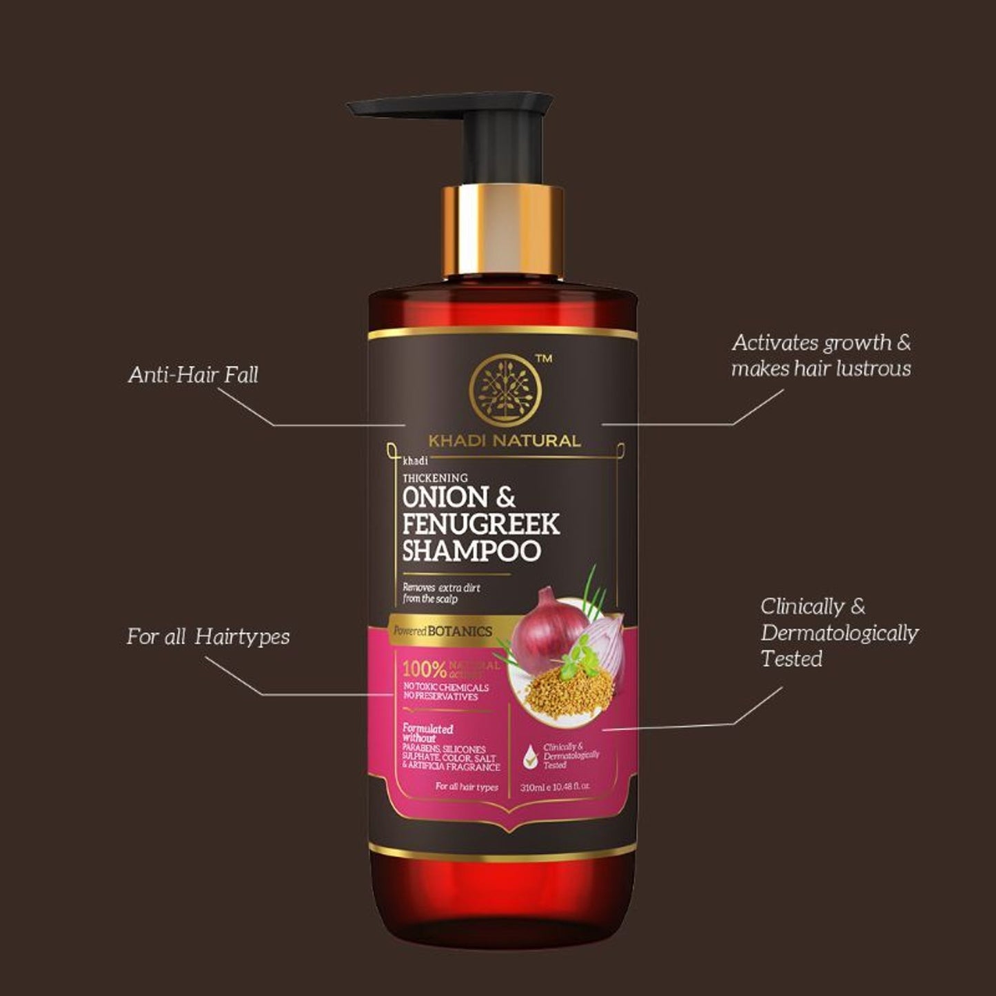 Khadi Natural Onion & Fenugreek Hair Shampoo - Power Botanics Increases Hair Strength
