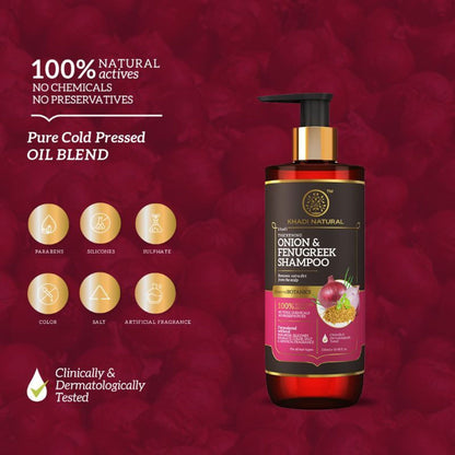 Khadi Natural Onion & Fenugreek Hair Shampoo - Power Botanics Increases Hair Strength